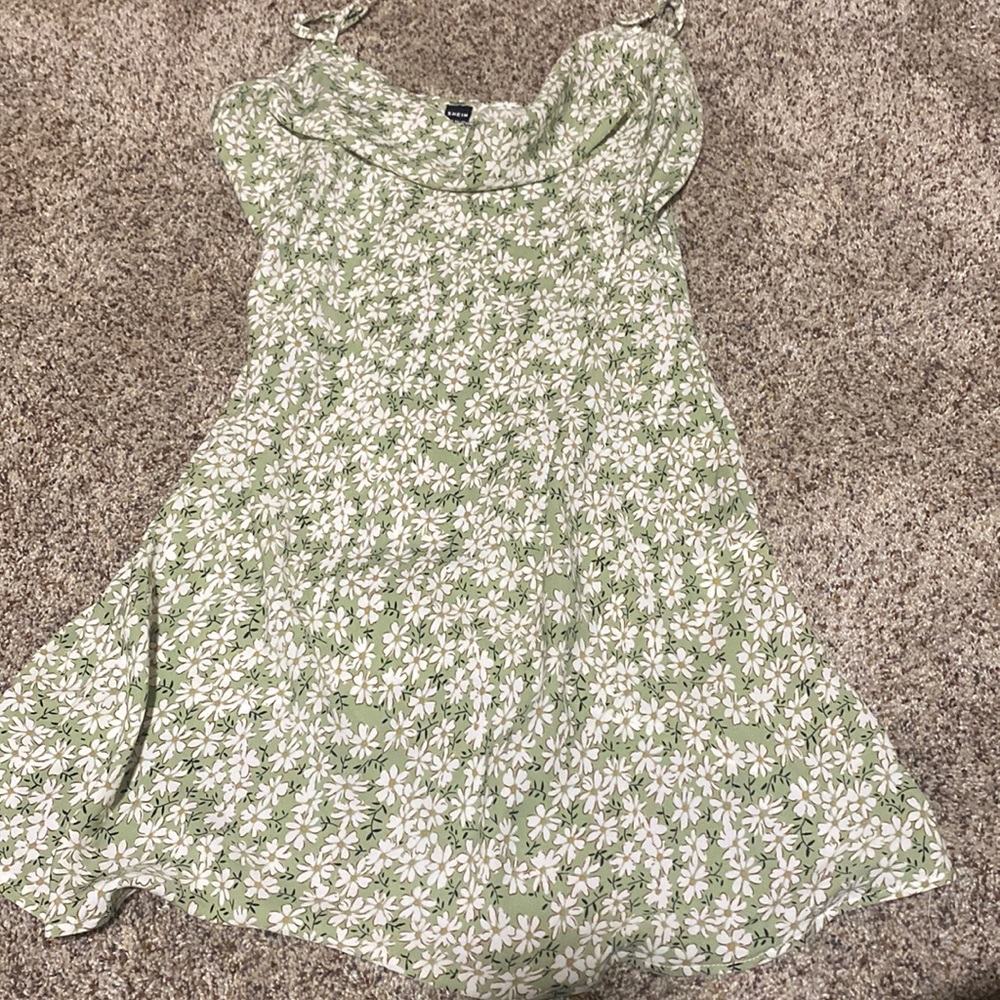 green floral dress